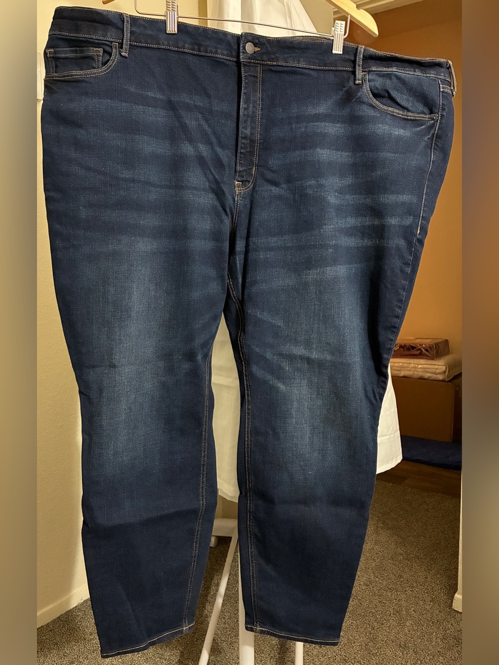 Old Navy Women's Dark Indigo Mid-Rise Rockstar Super Skinny Jeans